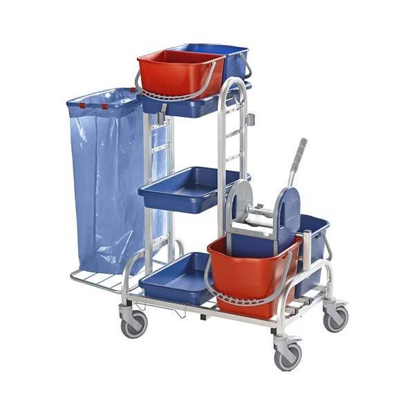 eurokraft pro Reinigungswagen Edelstahl mit Mopppresse
